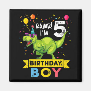 Kinder 5 Jahre alt 5. Geburtstag Junge T Rex Dinos Magnet