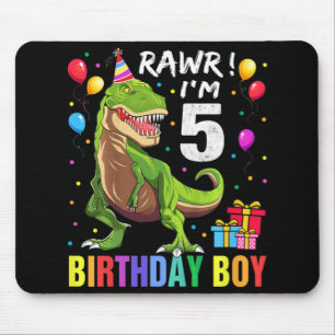 Kinder 5 Jahre alt 5. Geburtstag Junge T Rex Dinos Mousepad