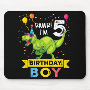 Kinder 5 Jahre alt 5. Geburtstag Junge T Rex Dinos Mousepad