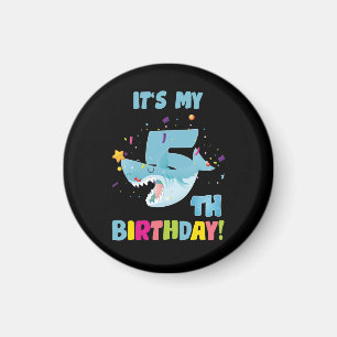 Kinder 5 Jahre alt 5. Hai Party Geburtstag Baby Magnet