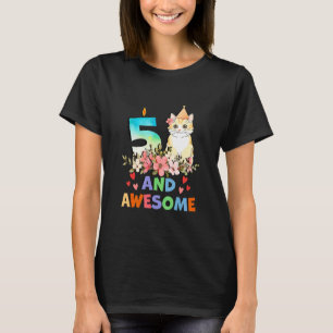 Kinder 5 Jahre alt 5H Geburtstag Katze Unicorn Mäd T-Shirt