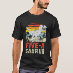 Kinder 5 Jahre alt Dinosaurier Geburtstag 5. T Rex T-Shirt