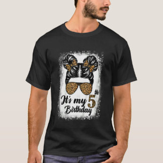 Kinder 5 Jahre alt Messy Bun Girl Leopard Es ist m T-Shirt