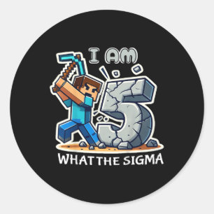 Kinder 5 Jahre alt Sigma Pixel Art Mining Gamer S Runder Aufkleber