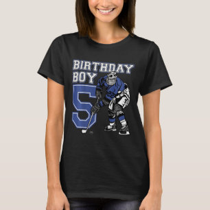 Kinder 5 Jahre alte Eishockey-Themen-Geburtstagsfe T-Shirt