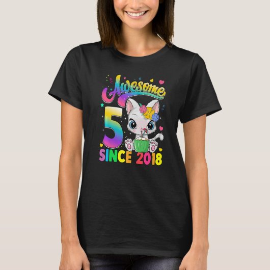 Kinder 5 Jahre alte Katze Phantastisch seit 2018 K T-Shirt (Vorderseite)