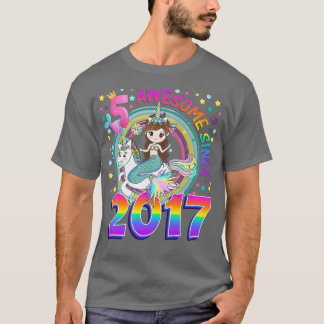 Kinder 5 Jahre alte Mädchen Niedliche Meerjungfrau T-Shirt