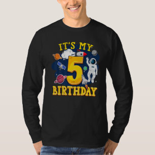 Kinder 5 Jahre alter Astronaut Weltraum 5. Geburts T-Shirt