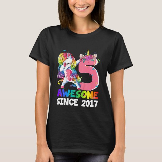 Kinder 5 Jahre Altes Dabbing Einhorn Phantastisch  T-Shirt (Vorderseite)