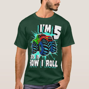 Kinder 5 Jahre Altes Junge Monster LKW Geburtstags T-Shirt