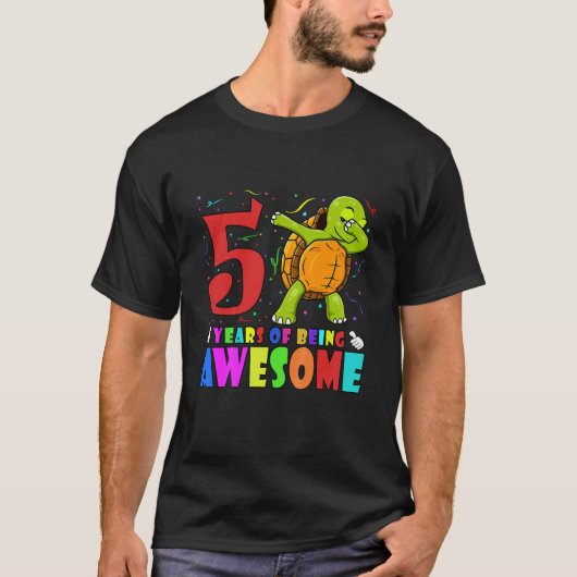 Kinder 5Geburtstagsparty Abschlagen Schildkröte - T-Shirt (Vorderseite)