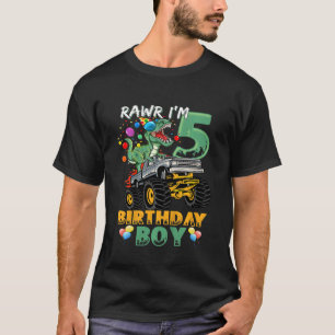 Kinder 5th Birthday Boy 5 Year Old Dinosaur Rex Mo T-Shirt
