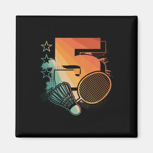 Kinder 5th Birthday Boy Badminton Player Badminton Magnet (Vorne)