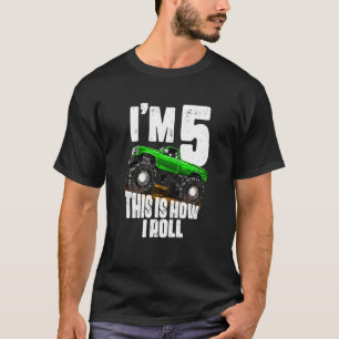 Kinder 5th Birthday Boy Monster Truck Rule Jam Fiv T-Shirt