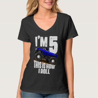 Kinder 5th Birthday Boy Monster Truck Rule Jam Fiv T-Shirt