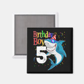 Kinder 5th Birthday Boy Shark Jaw - einige 5 Boys Magnet (Vorderseite/Rückseite)