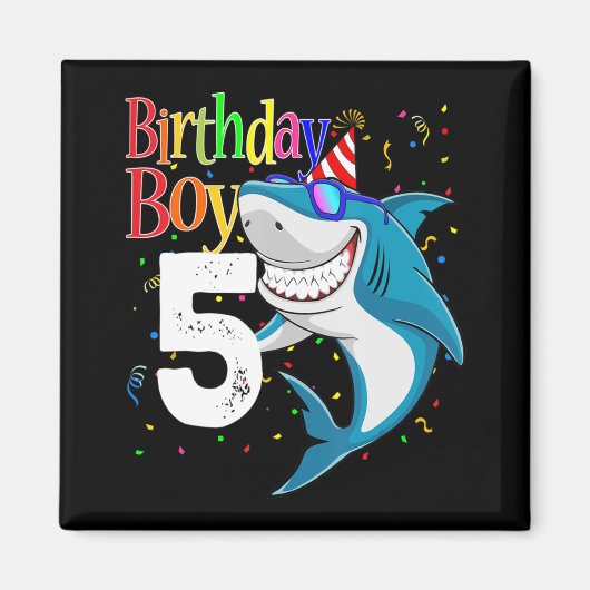 Kinder 5th Birthday Boy Shark Jaw - einige 5 Boys Magnet (Vorne)