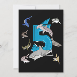 Kinder 5th Birthday Boys Shark White Shark Einladung