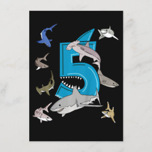 Kinder 5th Birthday Boys Shark White Shark Einladung