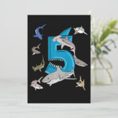 Kinder 5th Birthday Boys Shark White Shark Save The Date (Stehend Vorderseite)