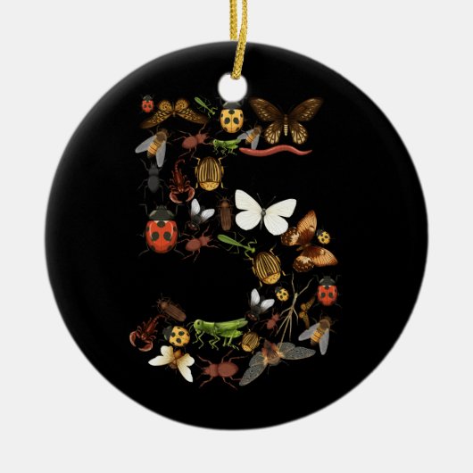 Kinder 5th Birthday Bugs Insects Beetles Boys Girl Keramik Ornament (Vorne)