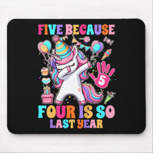 Kinder 5th Birthday Girl Einhorn Fünf weil Vier I Mousepad