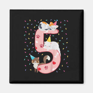 Kinder 5th Birthday Girl Niedlich Cat Outfit 5 Jah Magnet