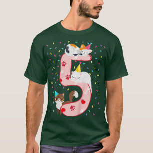 Kinder 5th Birthday Girl niedlich Cat Outfit 5 Jah T-Shirt
