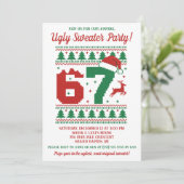 Kinder-67-hässliches-Weihnachtspullover-Party Einladung (Stehend Vorderseite)