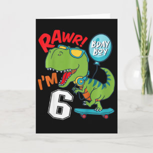 Kinder 6. Geburtstag 6 Jahre alter Junge T-rex Ska Karte