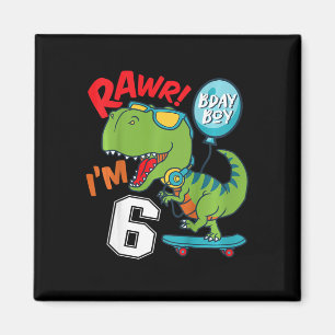 Kinder 6. Geburtstag 6 Jahre alter Junge T-rex Ska Magnet