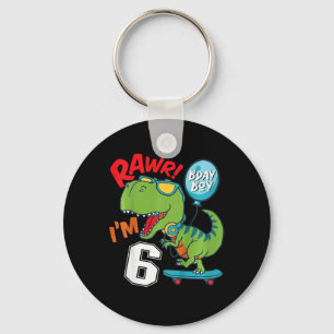 Kinder 6. Geburtstag 6 Jahre alter Junge T-rex Ska Schlüsselanhänger
