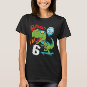 Kinder 6. Geburtstag 6 Jahre alter Junge T-rex Ska T-Shirt