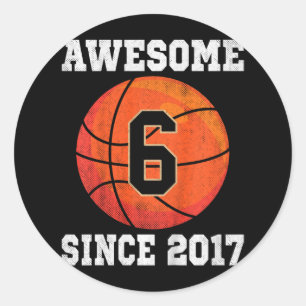 Kinder 6. Geburtstag Basketball mehr als 6 Jahre a Runder Aufkleber