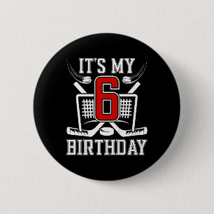 Kinder 6. Geburtstag Eishockey Junge 6 Jahre alt E Button