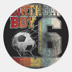 Kinder 6. Geburtstag Junge Fußball T-Shirt 6 Jahre Runder Aufkleber