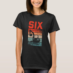 Kinder 6. Geburtstag Retro Bagger Bau Veh T-Shirt