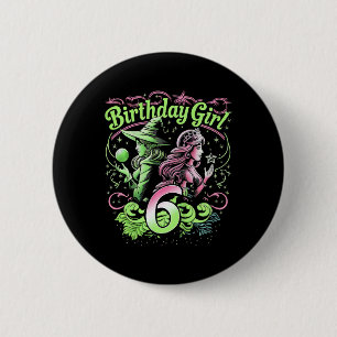 Kinder 6. Geburtstag Rosa und Grün 6 Jahre alt Button