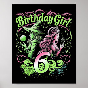 Kinder 6. Geburtstag Rosa und Grün 6 Jahre alt Poster