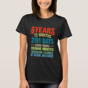 Kinder 6. Geburtstag Vintage Retro 72 Monate Feier T-Shirt