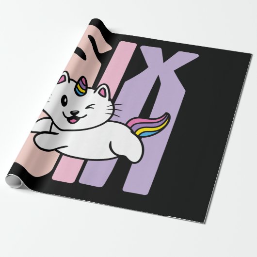 Kinder 6 Jahre alt Niedlich Caticorn Katze Unicorn Geschenkpapier (Ungerollt)