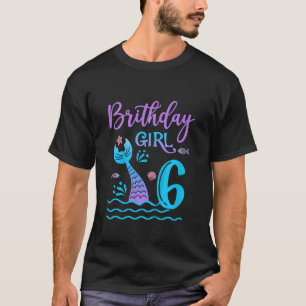 Kinder 6 Jahre alte Meerjungfrau Schwanz 6. Geburt T-Shirt
