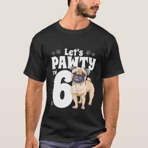 Kinder 6 Jahre alter Mops Geburtstagsparty Welpe H T-Shirt