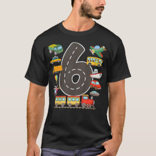 Kinder 6 Jahre alter Transport Geburtstag 6. T-Shirt
