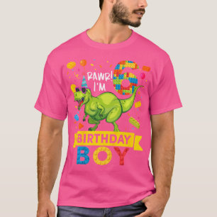 Kinder 6 Jahre altes Dinosaurier-Gebäude blockiert T-Shirt