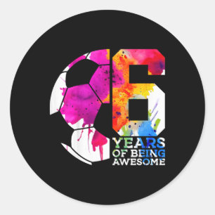 Kinder 6 Jahre Awesome Fußball 6. Geburtstag Runder Aufkleber