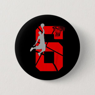 Kinder 6 Jahre Basketball GeburtstagspartyThema Button