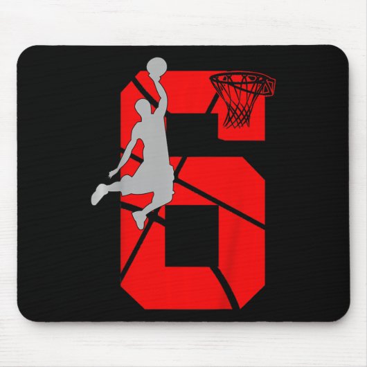 Kinder 6 Jahre Basketball GeburtstagspartyThema Mousepad (Vorne)