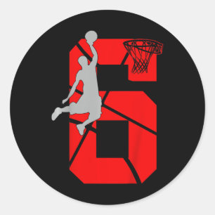 Kinder 6 Jahre Basketball GeburtstagspartyThema Runder Aufkleber