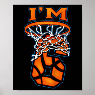 Kinder 6th Birthday Basketball I m 6 Boy Girl 6th  Poster